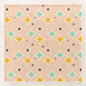 Retro geometric pattern with teal, orange, black glasuntersetzer (Vorderseite)