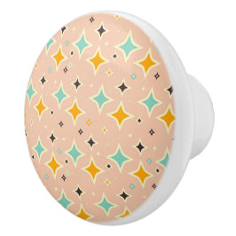 Retro geometric pattern with teal, orange, black keramikknauf