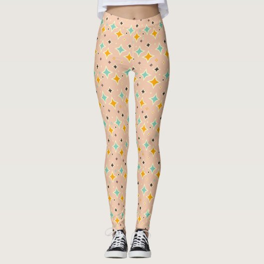 Retro geometric pattern with teal, orange, black leggings (Vorderseite)