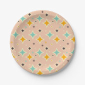 Retro geometric pattern with teal, orange, black pappteller (Vorderseite)
