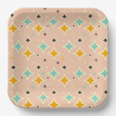 Retro geometric pattern with teal, orange, black pappteller (Vorderseite)