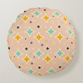 Retro geometric pattern with teal, orange, black rundes kissen