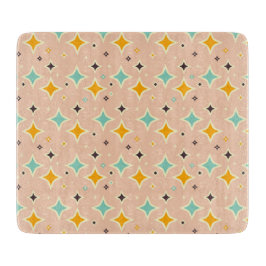 Retro geometric pattern with teal, orange, black schneidebrett