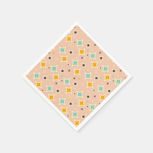 Retro geometric pattern with teal, orange, black serviette (Ecke)