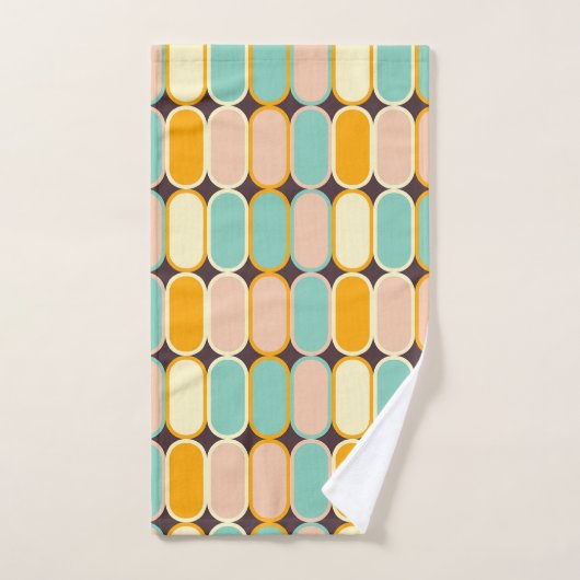 Retro geometric pattern with vertical ovals badhandtuch set (Handtuch)