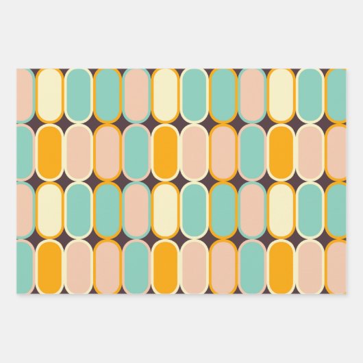 Retro geometric pattern with vertical ovals geschenkpapier set (Vorderseite 3)