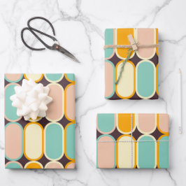Retro geometric pattern with vertical ovals geschenkpapier set