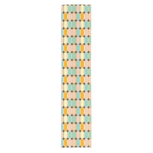 Retro geometric pattern with vertical ovals kurzer tischläufer (Vorderseite)