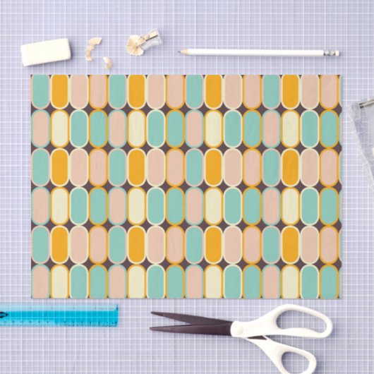 Retro geometric pattern with vertical ovals seidenpapier (Handwerk)