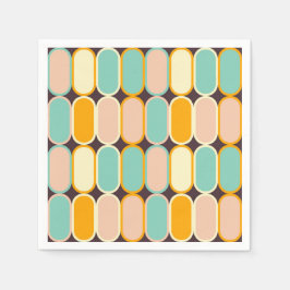 Retro geometric pattern with vertical ovals serviette