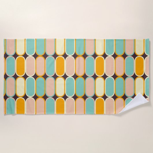 Retro geometric pattern with vertical ovals strandtuch (Vorderseite)