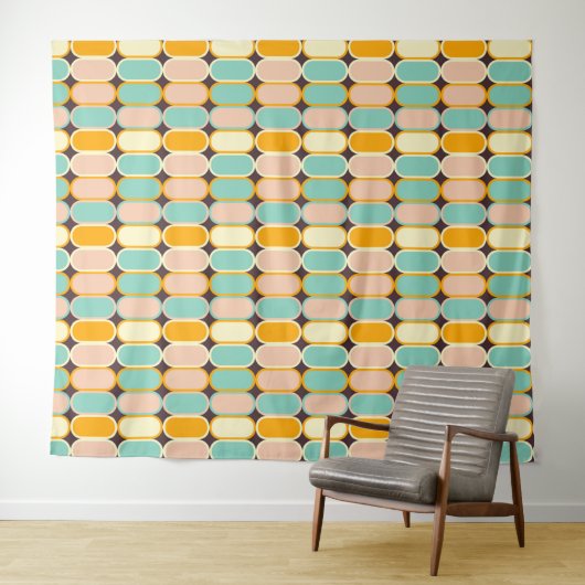Retro geometric pattern with vertical ovals wandteppich (Beispiel (Horizontal))