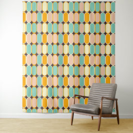 Retro geometric pattern with vertical ovals wandteppich