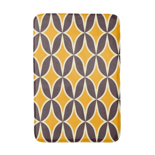 Retro geometric pattern yellow and brown leaf badematte (Vorderseite Vertikal)