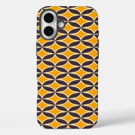 Retro geometric pattern yellow and brown leaf iPhone 16 plus hülle