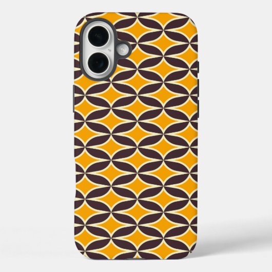 Retro geometric pattern yellow and brown leaf Case-Mate iPhone hülle (Rückseite)