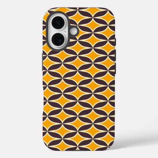 Retro geometric pattern yellow and brown leaf Case-Mate iPhone hülle (Rückseite)