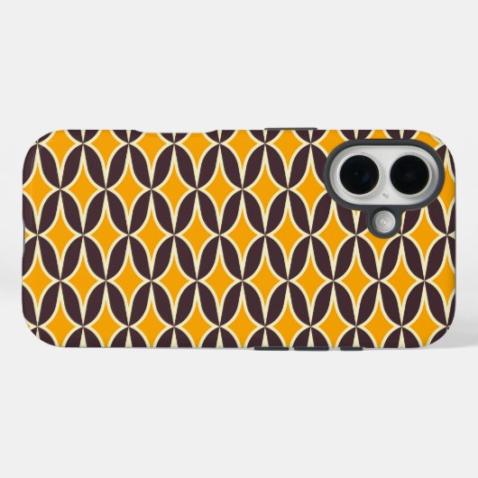 Retro geometric pattern yellow and brown leaf Case-Mate iPhone hülle (Rückseite (Horizontal))