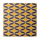 Retro geometric pattern yellow and brown leaf fliese (Vorderseite)