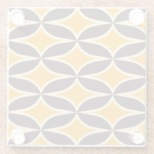Retro geometric pattern yellow and brown leaf glasuntersetzer (Rückseite)