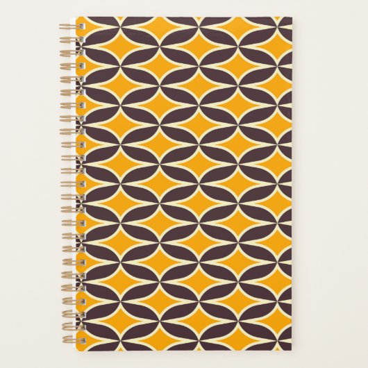 Retro geometric pattern yellow and brown leaf planer (Vorderseite)