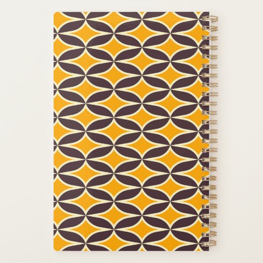 Retro geometric pattern yellow and brown leaf planer (Rückseite)