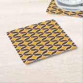 Retro geometric pattern yellow and brown leaf rechteckiger pappuntersetzer (angewinkelt)