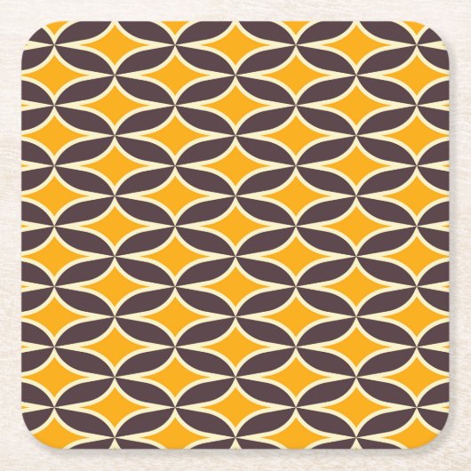 Retro geometric pattern yellow and brown leaf rechteckiger pappuntersetzer (Vorderseite)