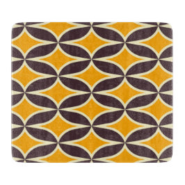 Retro geometric pattern yellow and brown leaf schneidebrett
