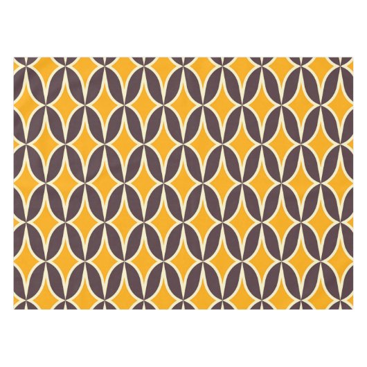 Retro geometric pattern yellow and brown leaf tischdecke (Vorderseite (Horizontal))
