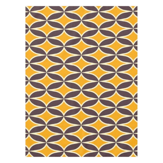 Retro geometric pattern yellow and brown leaf tischdecke (Vorderseite)