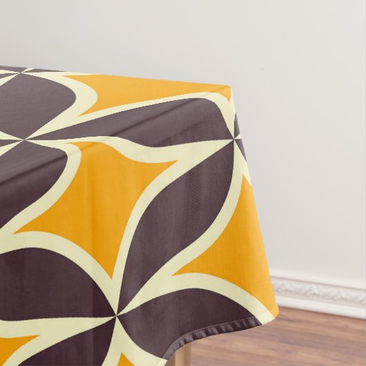 Retro geometric pattern yellow and brown leaf tischdecke (Beispiel)