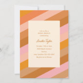 Retro Geometric Pink Orange Streifen Bridal Brunch Einladung (Vorderseite)