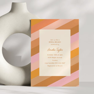 Retro Geometric Pink Orange Streifen Bridal Brunch Einladung