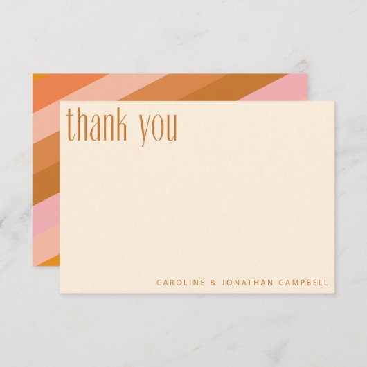 Retro Geometric Pink Terracotta Custom Wedding Dankeskarte (Vorne/Hinten)