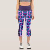 Retro Geometric Pink und Blau Capri Leggings (Vorderseite)