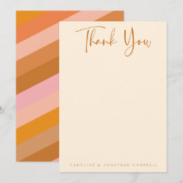 Retro Geometric Pink und Orange Custom Wedding Dankeskarte