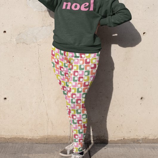 Retro Geometric Print 1970er Gemusterte Weihnachte Leggings