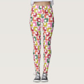 Retro Geometric Print 1970er Gemusterte Weihnachte Leggings (Vorderseite)