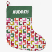 Retro Geometric Print 1970s Personalized Großer Weihnachtsstrumpf (Vorderseite)
