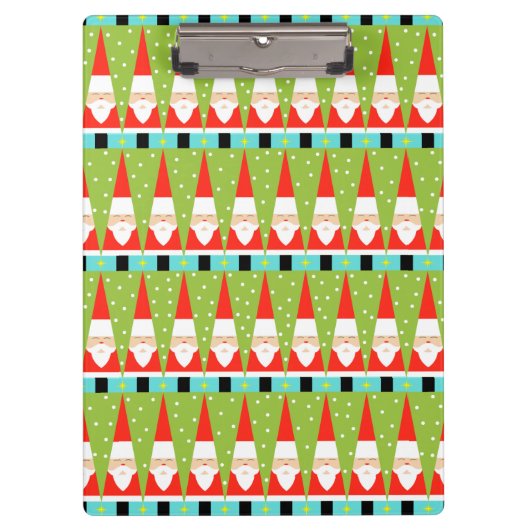 Retro Geometric Santa Clipboard Klemmbrett (Vorderseite)