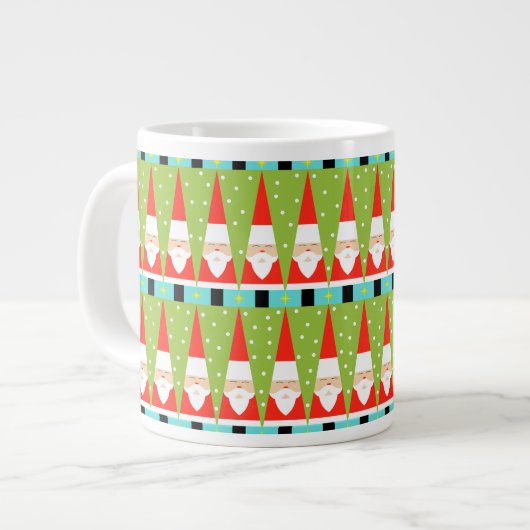 Retro Geometric Santa Jumbo Tasse (Vorderseite Links)