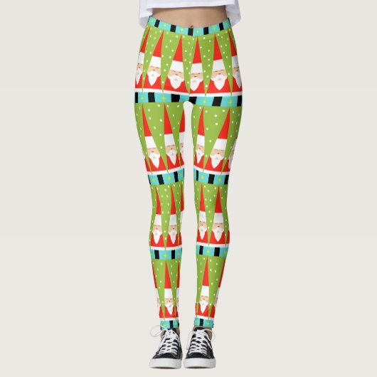 Retro Geometric Santa Leggings (Vorderseite)