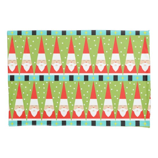 Retro Geometric Santa Pillowcase Kissenbezug (Vorderseite)