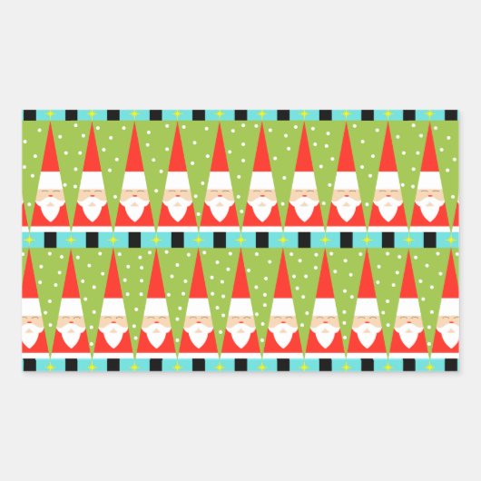 Retro Geometric Santa Rectangle Stickers (Vorderseite)