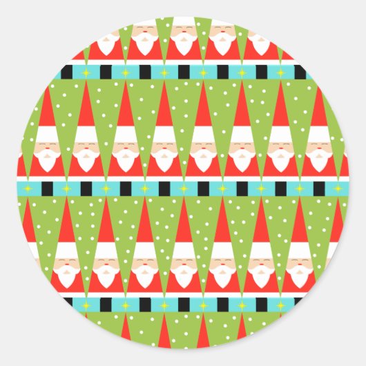 Retro Geometric Santa Round Stickers (Vorderseite)