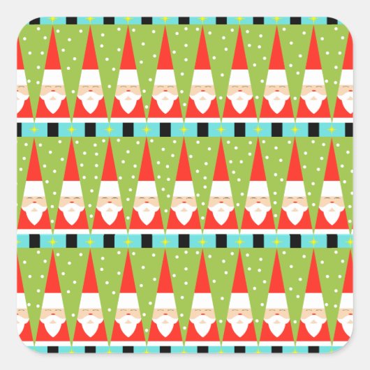 Retro Geometric Santa Square Stickers (Vorderseite)