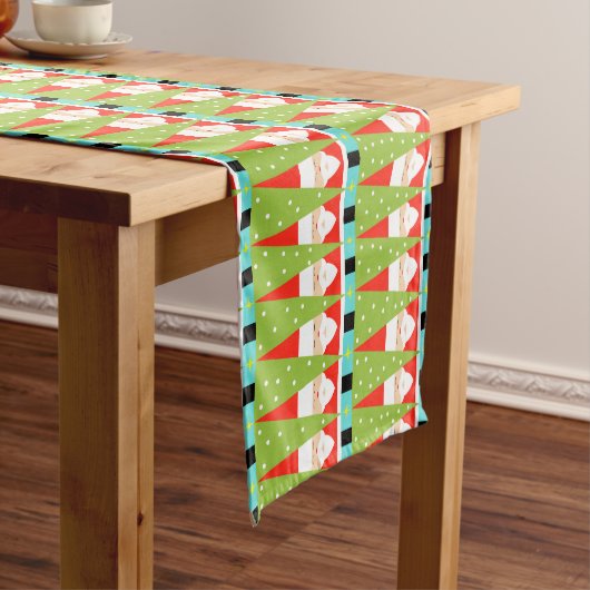 Retro Geometric Santa Table Runner Kurzer Tischläufer (Beispiel)