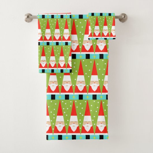 Retro Geometric Santa Towel Set (Insitu)