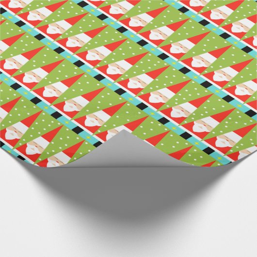 Retro Geometric Santa Wrapping Paper Geschenkpapier (Ecke)